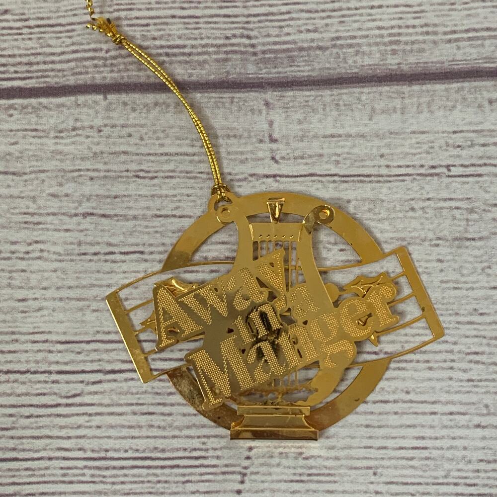 Vintage 1988 Hallmark Brass Trims Away In A Manger Christmas Ornament 3D Layered